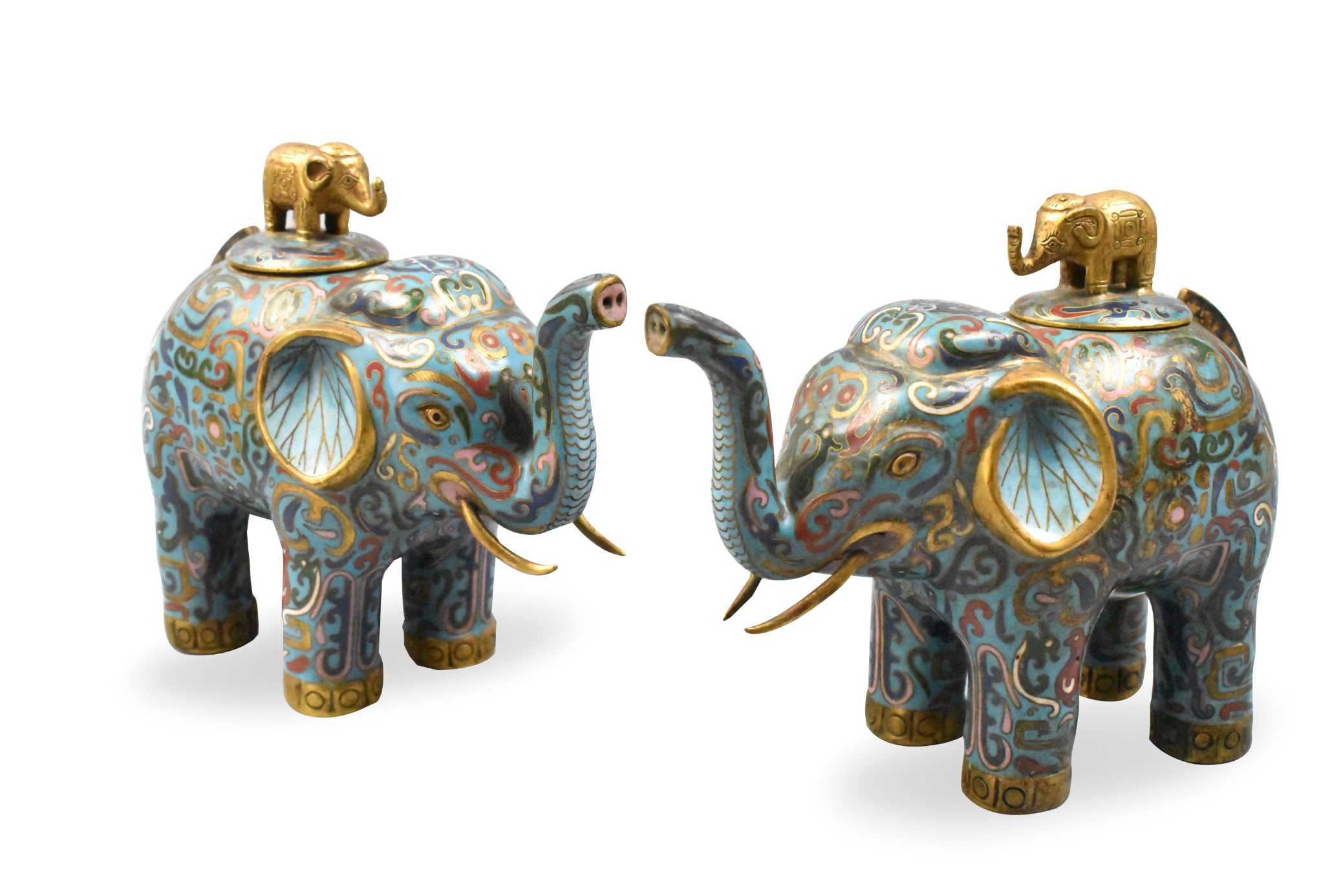 PAIR OF CHINESE CLOISSONE ELEPHANT 33a9a4