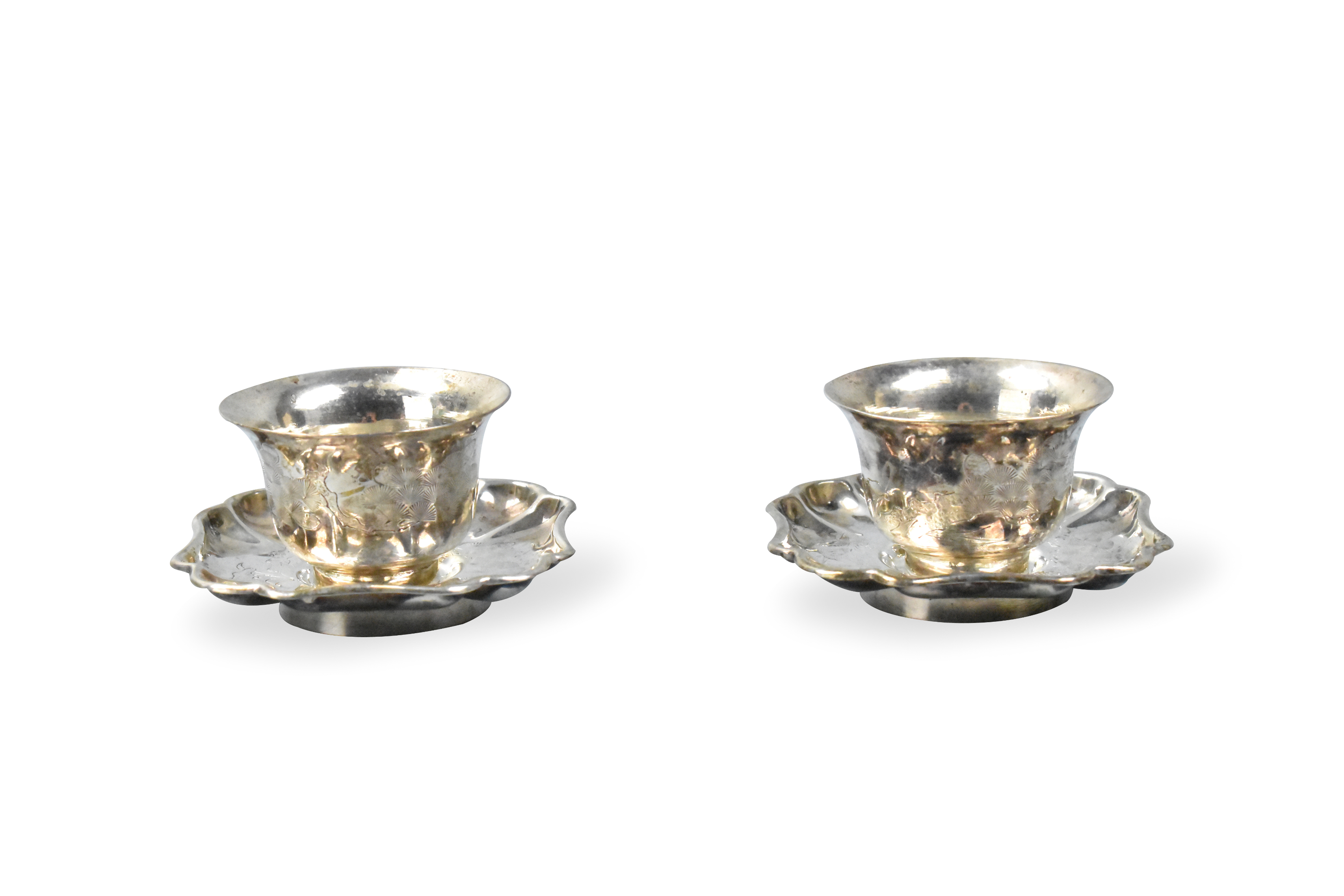 CHINESE STERLING SILVER CUP & SAUCER,