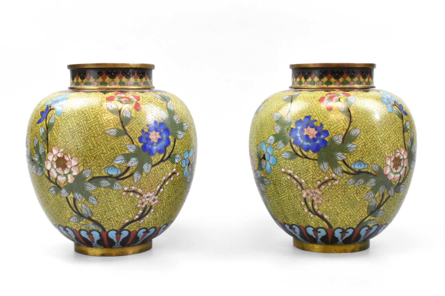 PAIR OF CHINESE CLOISONNE COVERED