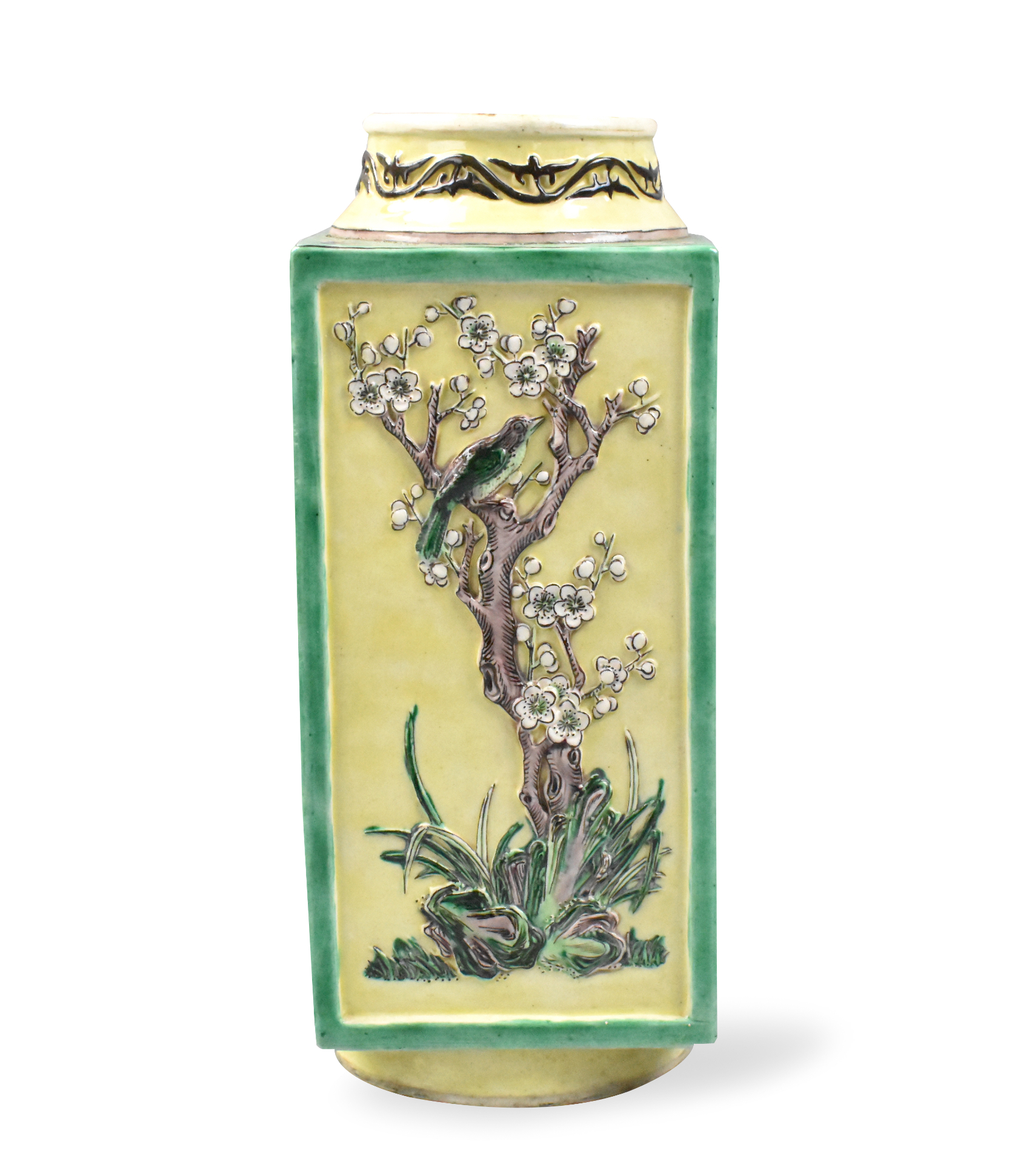 CHINESE SANCAI GLAZED SQUARED VASE,