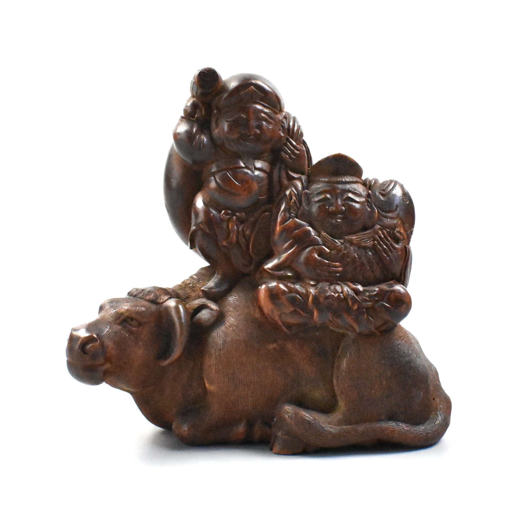 CHINESE BAMBOO CARVING OF FIGURE ON