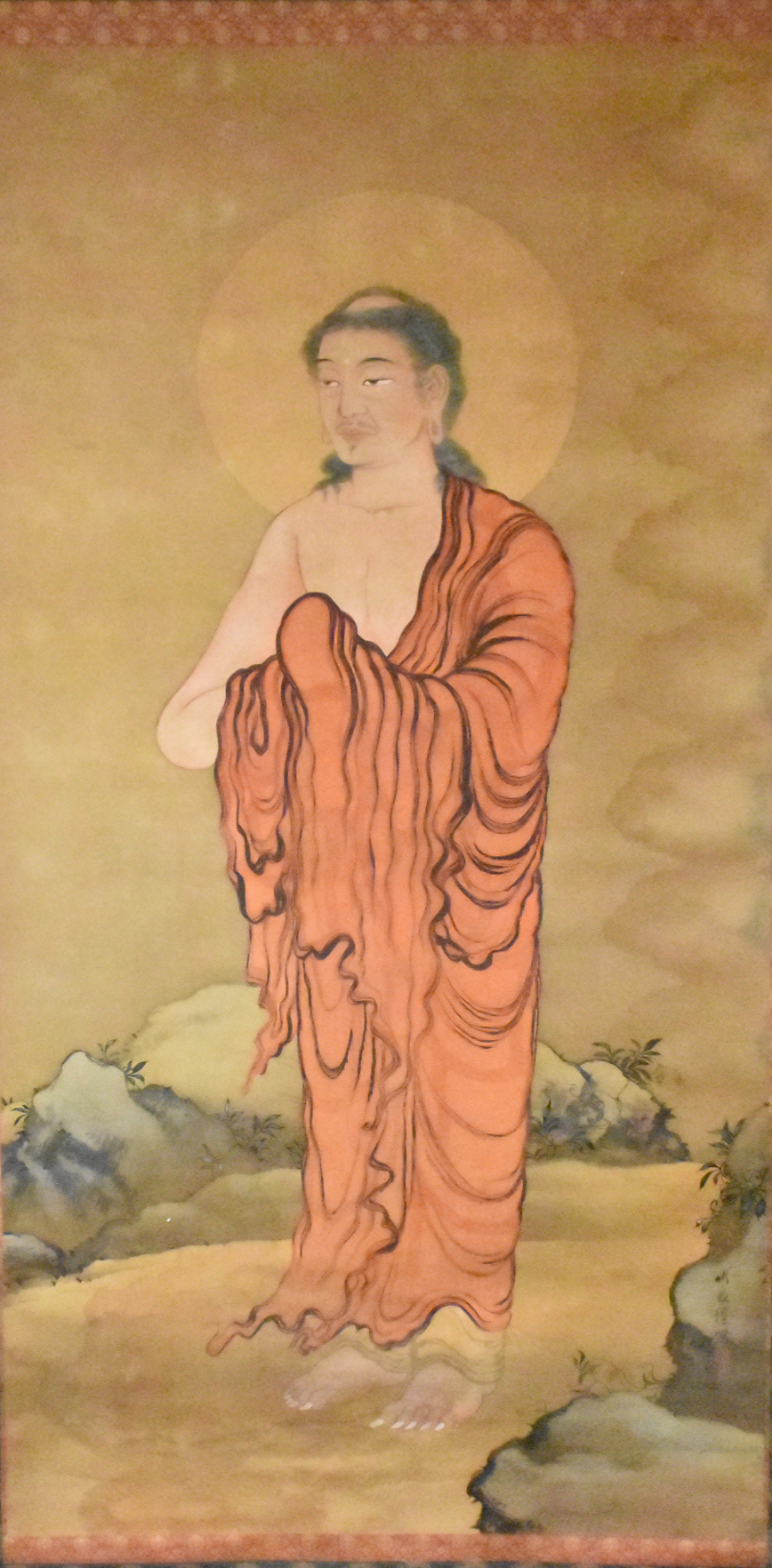 LARGE SILK PAINTING OF STANDING 33a9c0