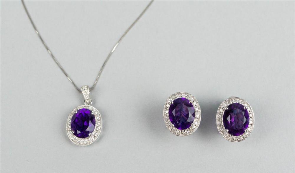 14K WHITE GOLD AMETHYST AND DIAMOND 33aa20