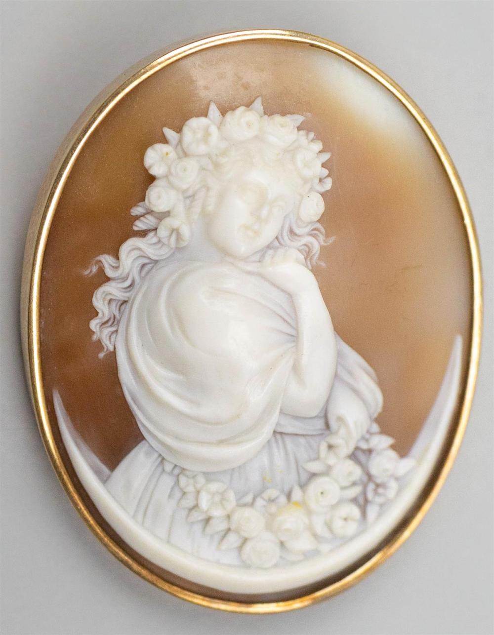 VINTAGE 14K YELLOW GOLD SHELL CAMEO 33aa3f