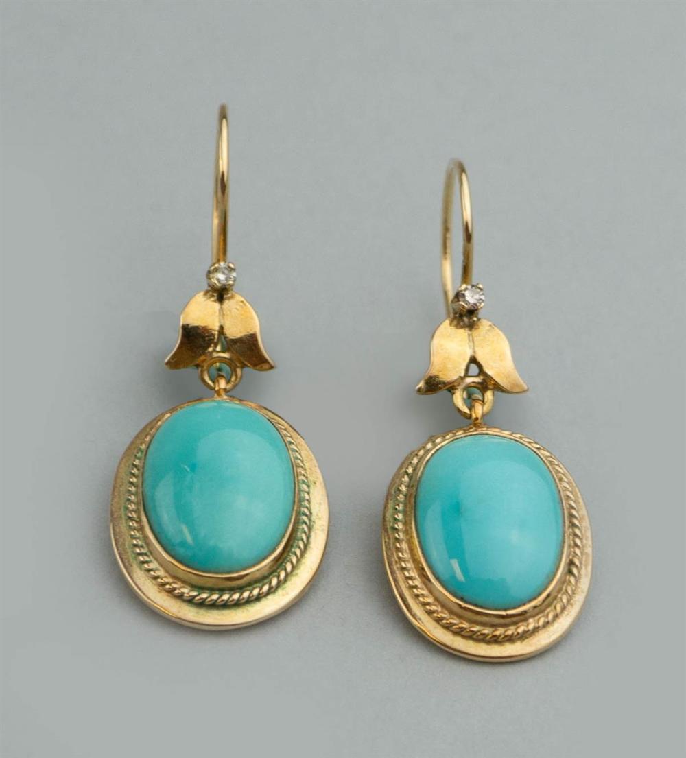 TURQUOISE AND 14K YELLOW GOLD DROP