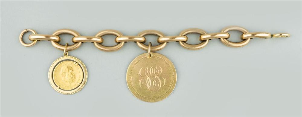 14K YELLOW GOLD CHARM BRACELET14K