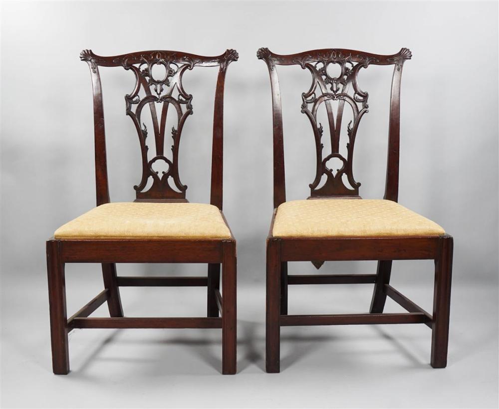 PAIR OF ENGLISH CHIPPENDALE MAHOGANY