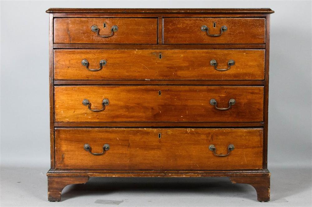 GEORGE III MAHOGANY CHEST OF DRAWERS,