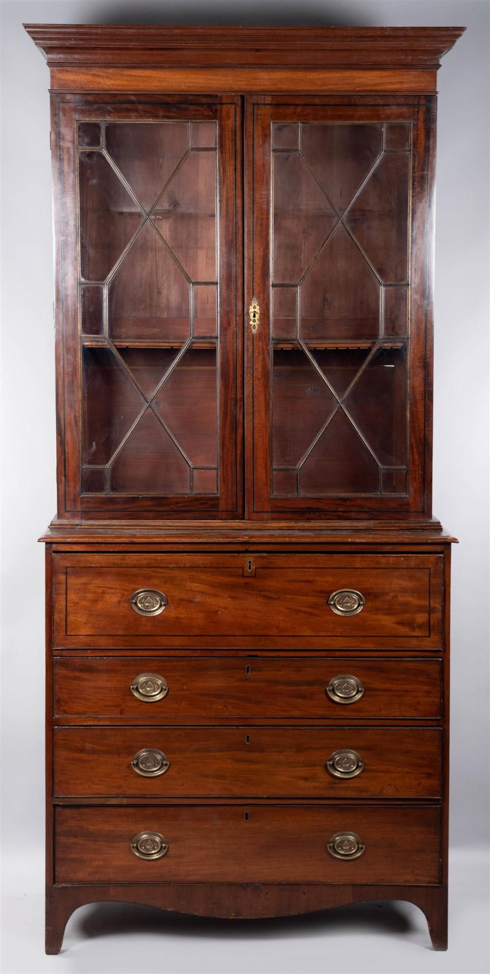 GEORGE III INLAID MAHOGANY SECRETARY 33aa93