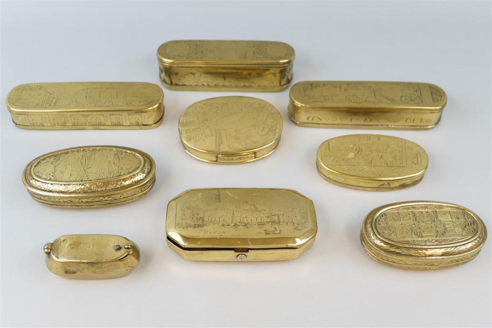 GROUP OF EIGHT DUTCH BRASS BOXES  33aadd