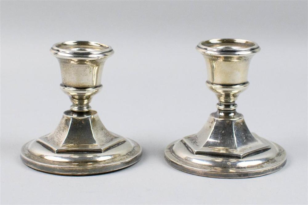 PAIR OF ENGLISH SILVER LOW CANDLESTICKSPAIR