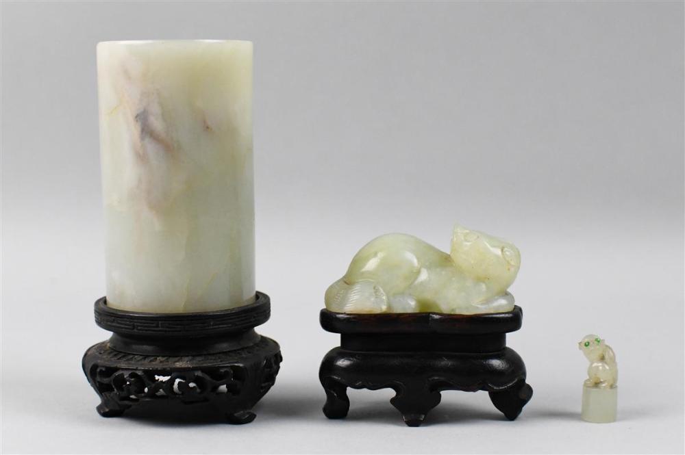 THREE PIECES OF CHINESE WHITE JADETHREE