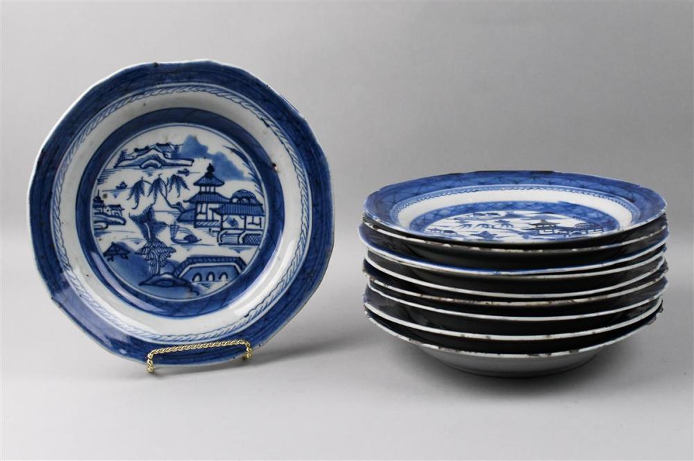 SET OF TEN CHINESE EXPORT BLUE