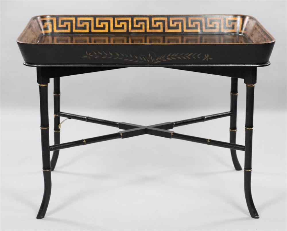 REGENCY STYLE BLACK PAINTED AND