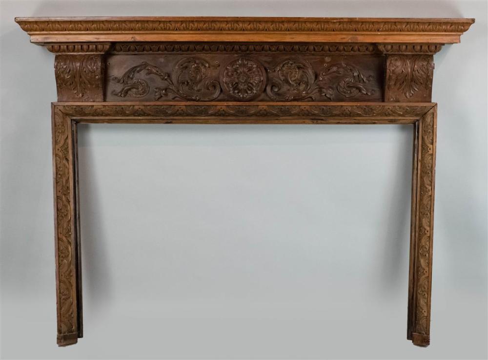 NEOCLASSICAL STYLE CARVED OAK MANTELNEOCLASSICAL