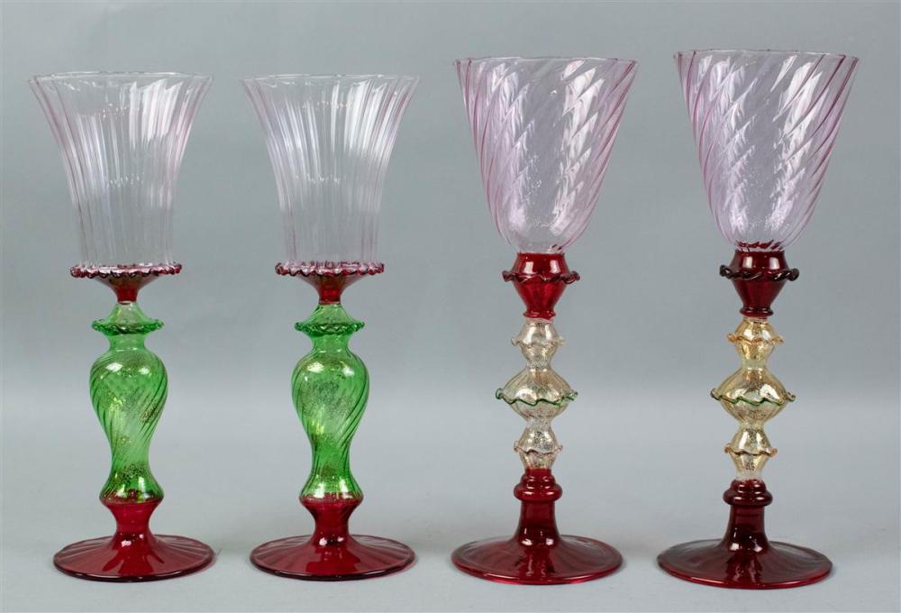 FOUR MURANO ART GLASS GOBLETSFOUR