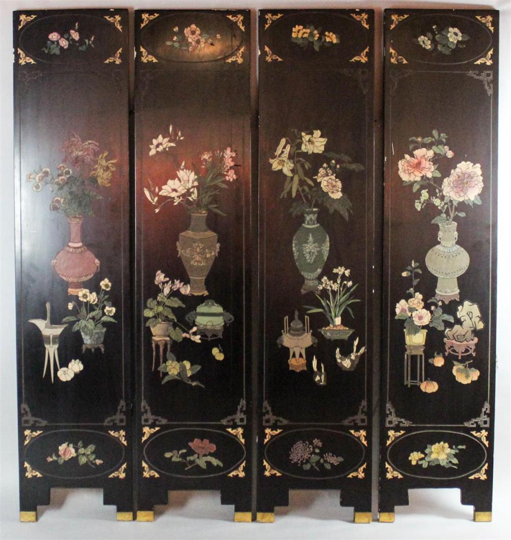 CHINESE CARVED POLYCHROME LACQUER