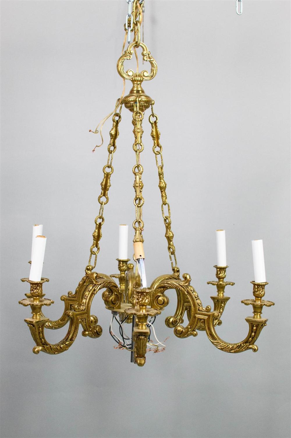 REGENCE STYLE BRASS SIX LIGHT CHANDELIERREGENCE 33ac5f