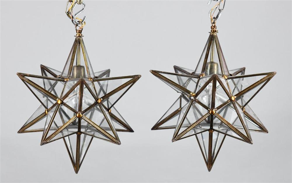 PAIR OF METAL AND GLASS STAR FORM 33ac6b