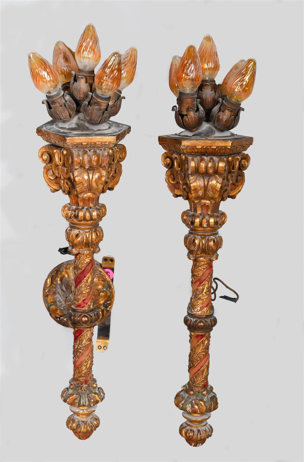 PAIR OF RENAISSANCE STYLE POLYCHROMED
