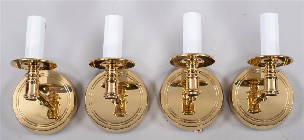 FOUR BRASS SINGLE LIGHT SCONCESFOUR 33ac88