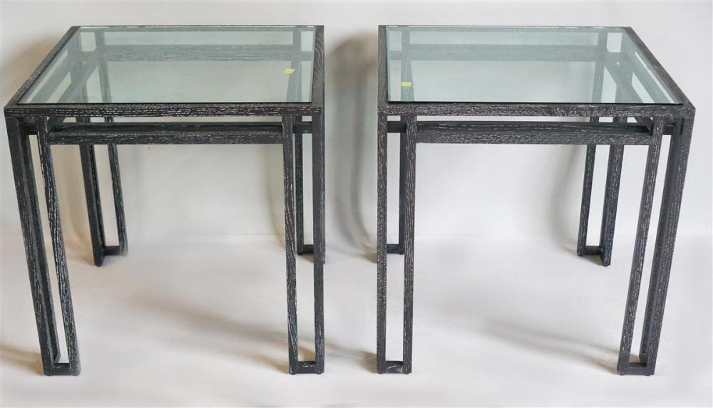 PAIR OF CONTEMPORARY WOOD AND GLASS 33acf7