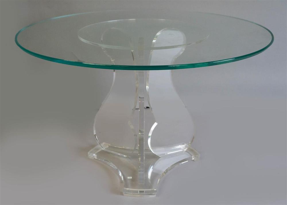 MODERN LYRE FORM GLASS TOPPED SIDE