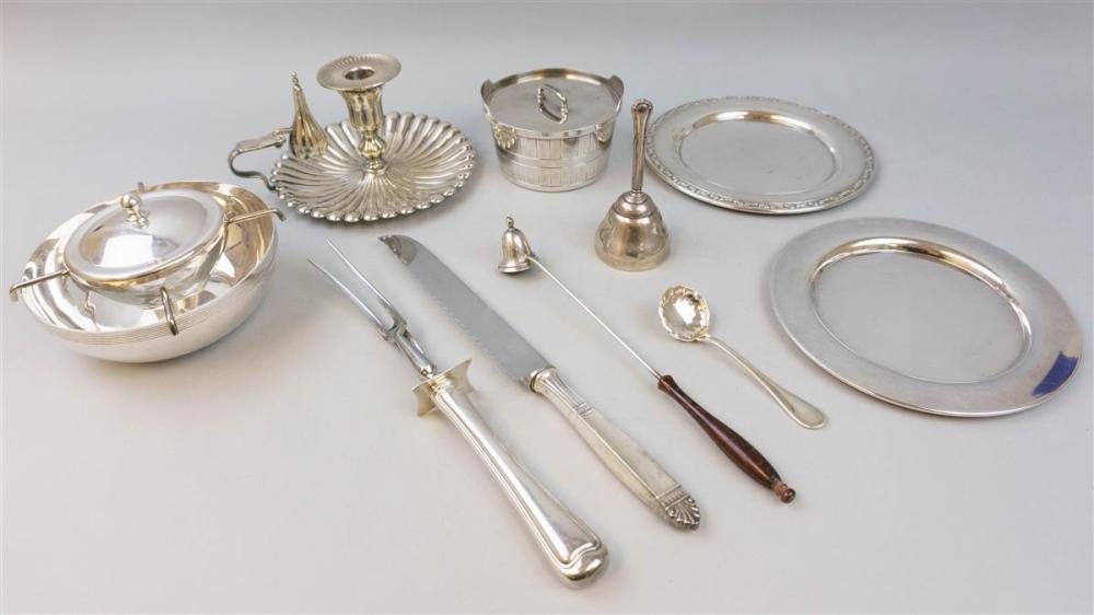 COLLECTION OF PLATED AND SILVER TABLE