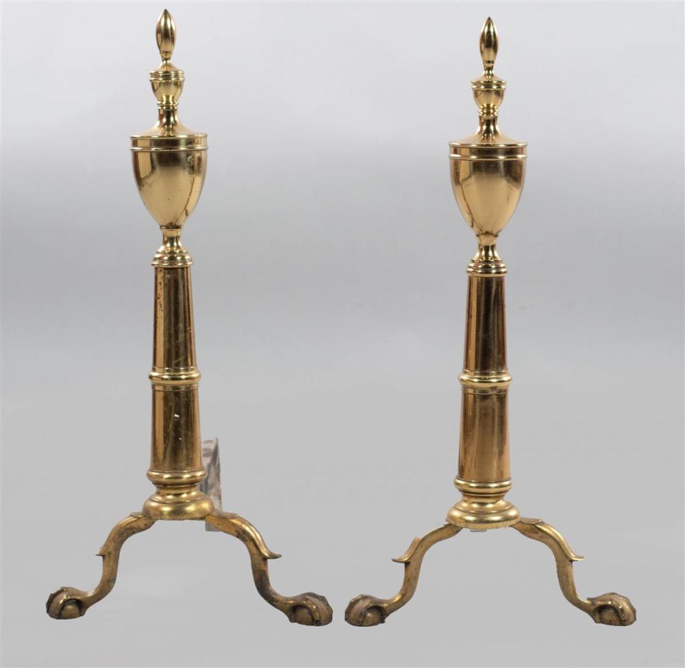 PAIR OF FEDERAL STYLE BRASS ANDIRONSPAIR