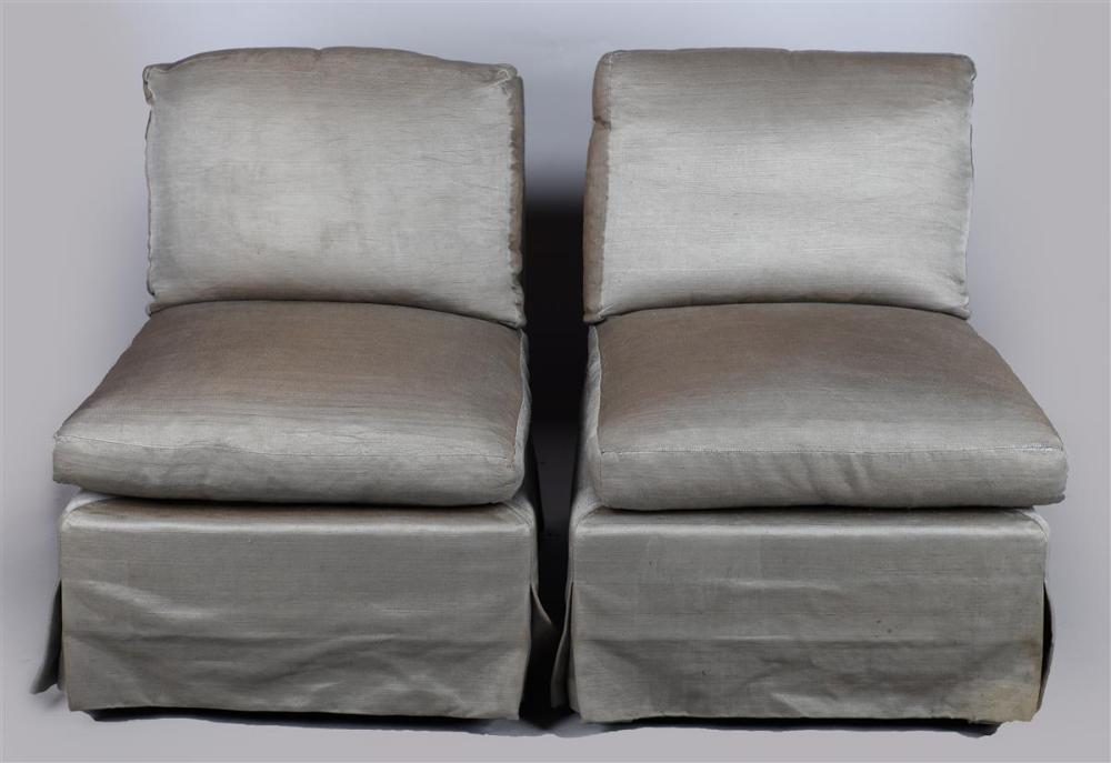 PAIR OF CONTEMPORARY UPHOLSTERED SLIPPER