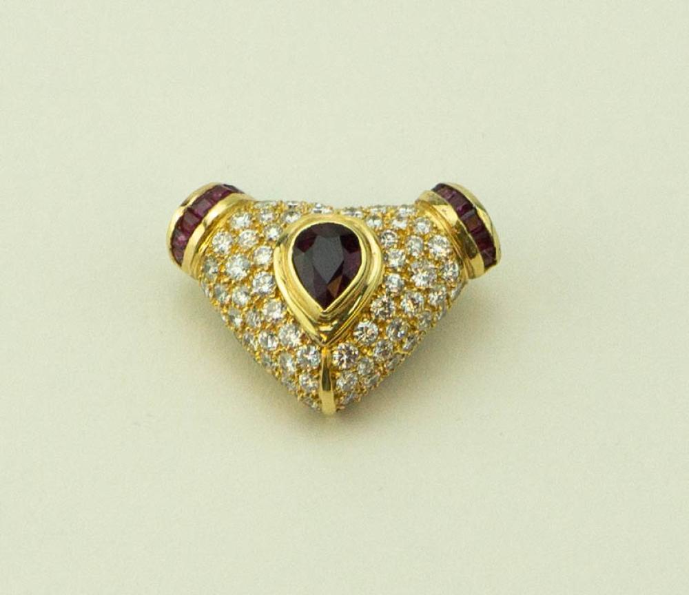 14K YELLOW GOLD RUBY AND DIAMOND