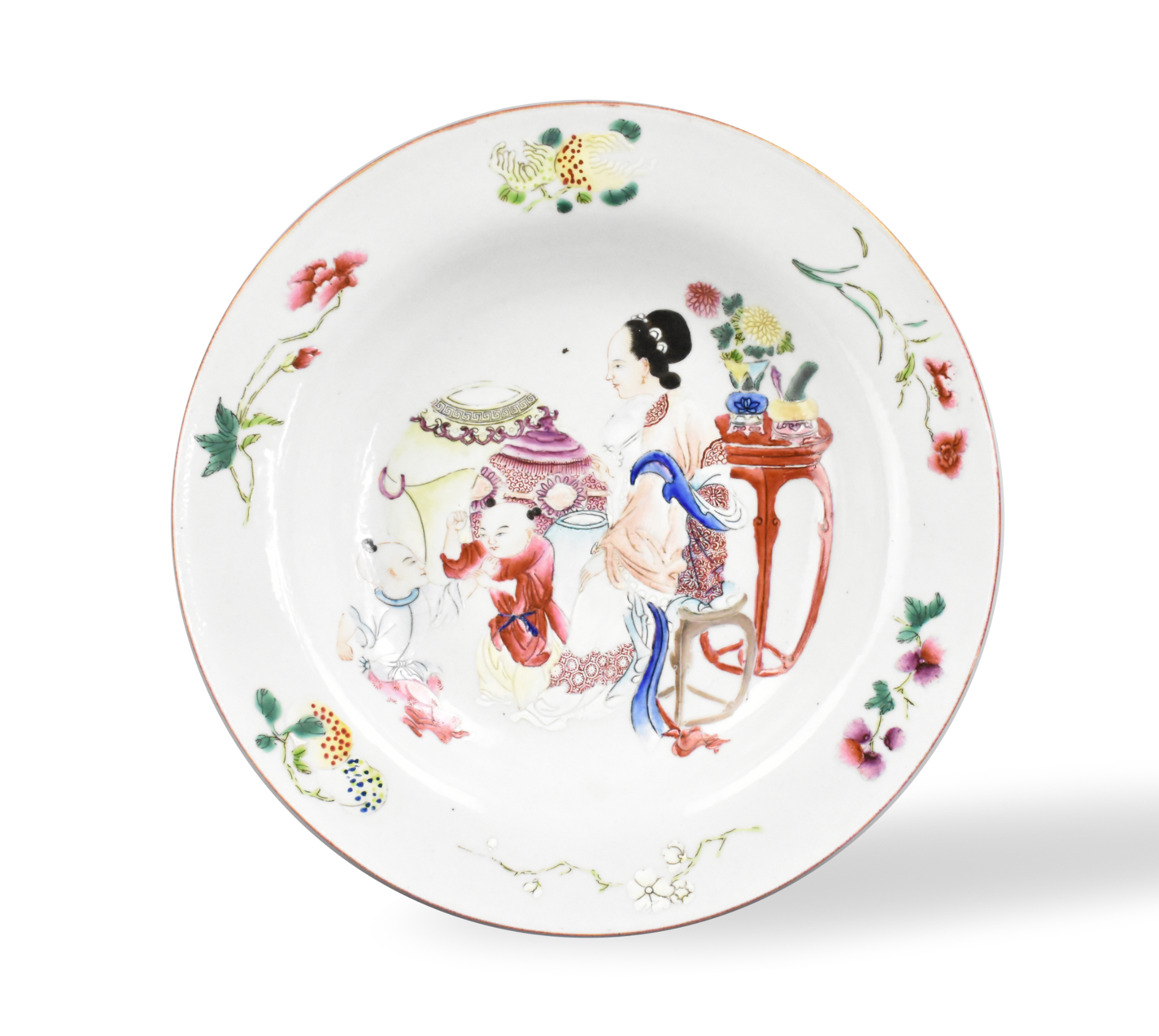 CHINESE EXPORT FAMILLE ROSE DISH W/