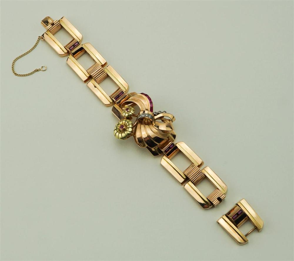 VINTAGE 14K ROSE GOLD RUBY AND