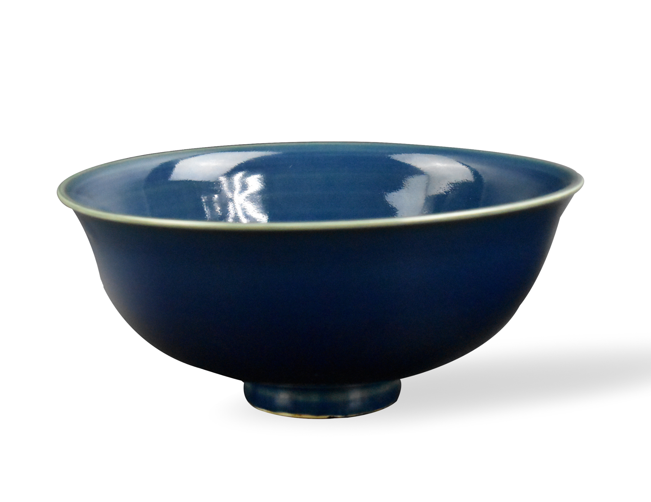 LARGE CHINESE BLUE GLAZED BOWL,