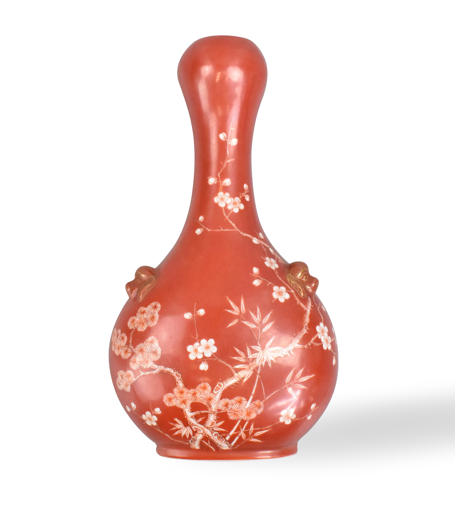 CHINESE IRON RED FLORAL WALL VASE ROC 33aec1