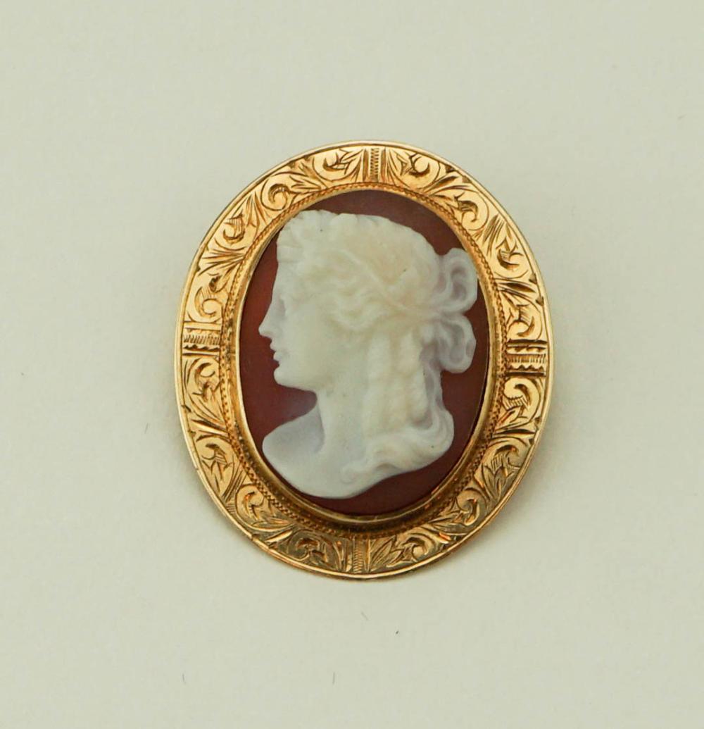 14K YELLOW GOLD CAMEO PIN PENDANT14K 33aed1