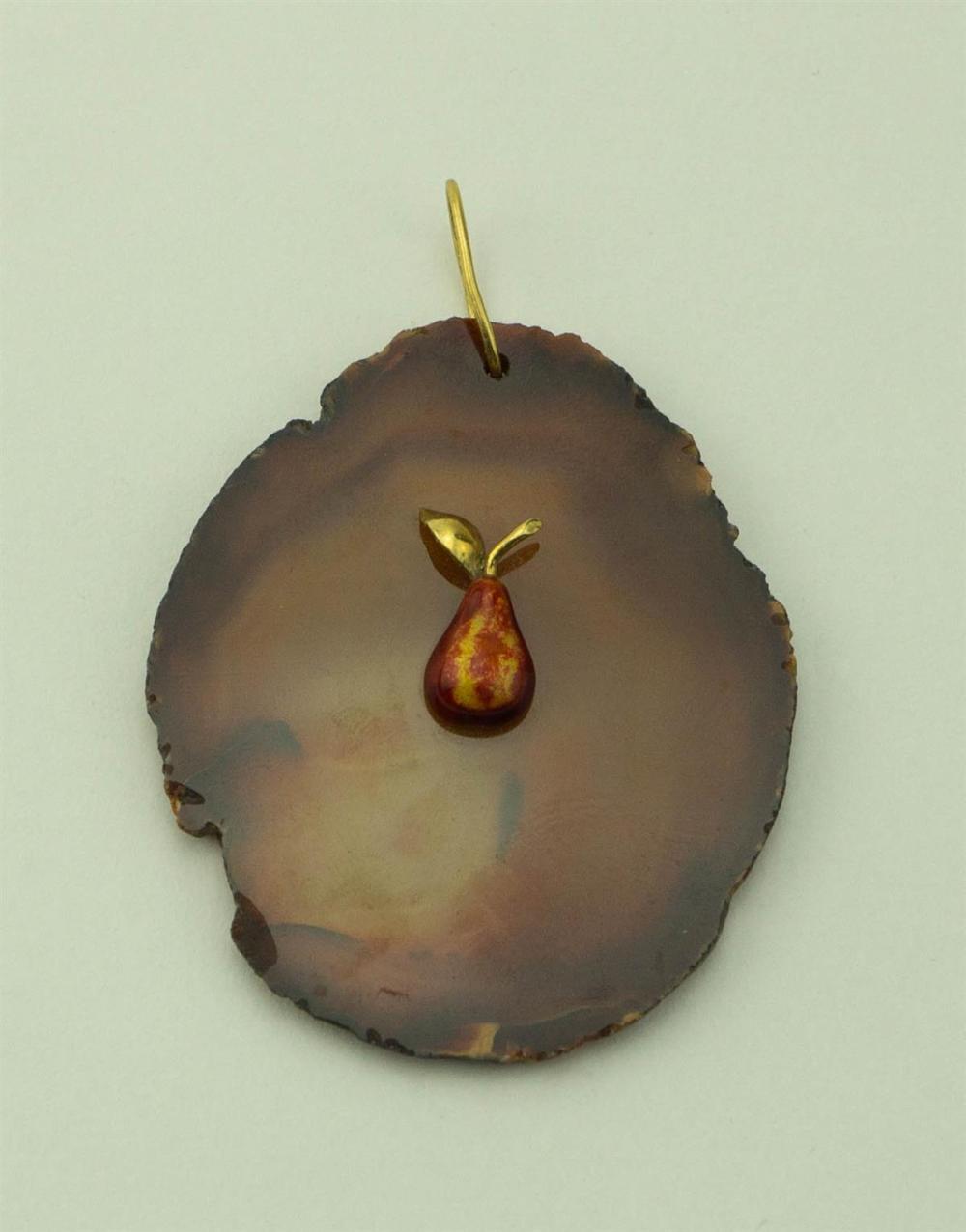 AGATE PENDANT WITH 18K YELLOW GOLD 33aec8