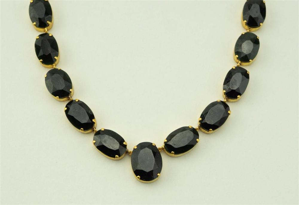 18K YELLOW GOLD FACETED BLACK JADE