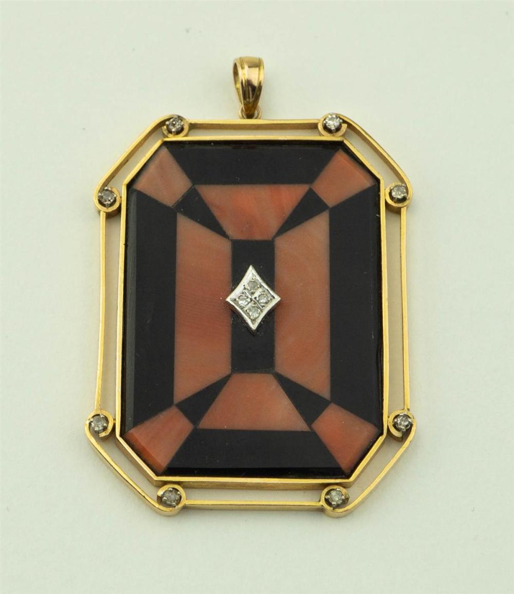 14K YELLOW GOLD ONYX CORAL AND 33aed2