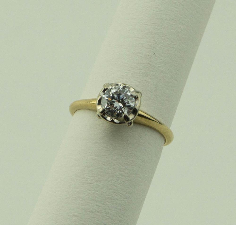 14K YELLOW WHITE GOLD DIAMOND SOLITAIRE 33aee0