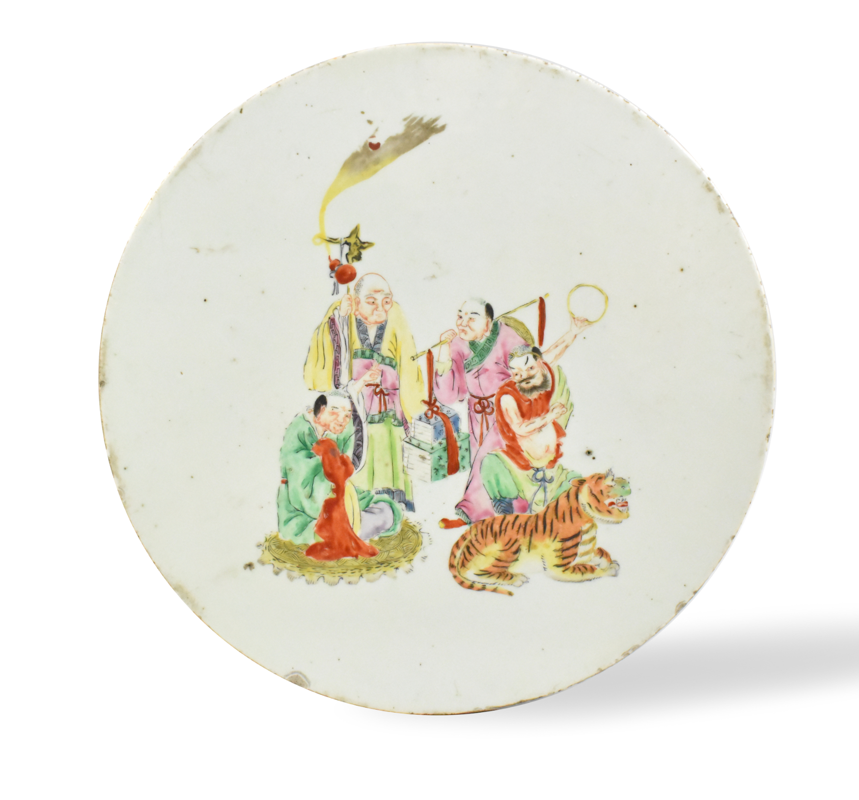 CHINESE FAMILLE ROSE ROUNDED PLAQUE,19TH