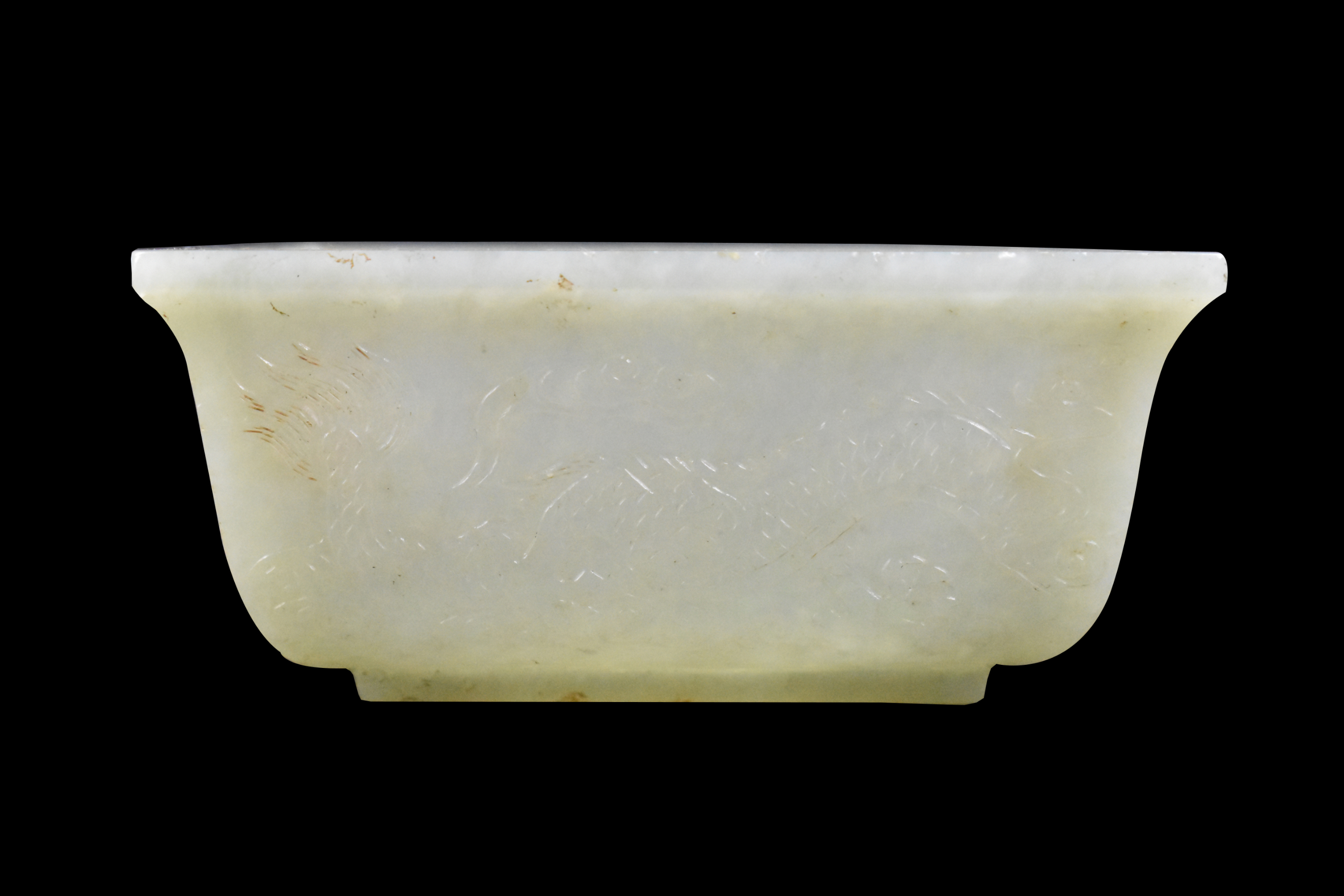 CHINESE JADEITE CARVED SQUARED BOWL,