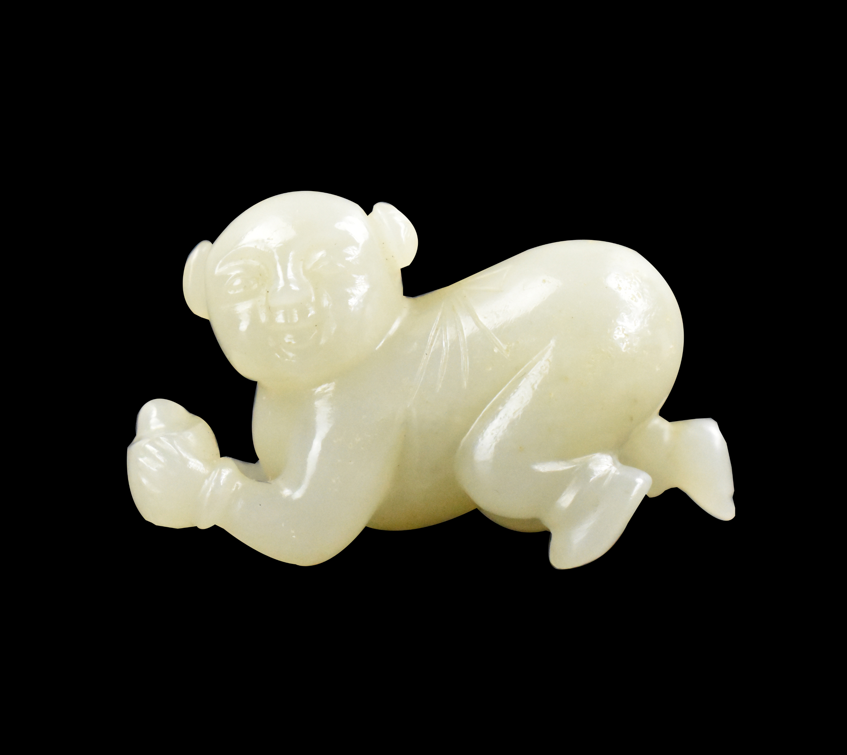 CHINESE WHITE JADE CARVED BOY FIGURE  33af48