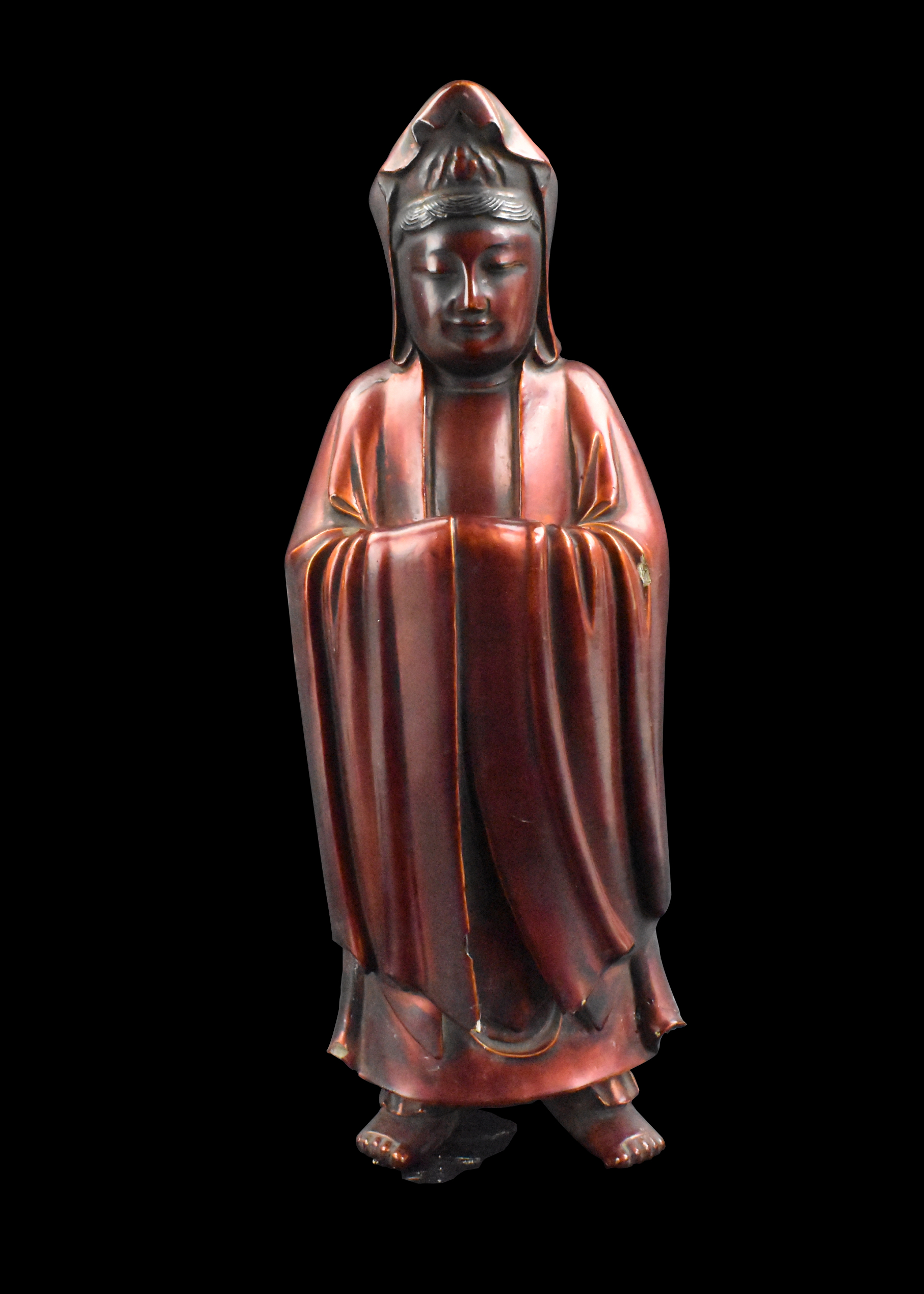CHINESE LACQUERED CARVED GUANYIN