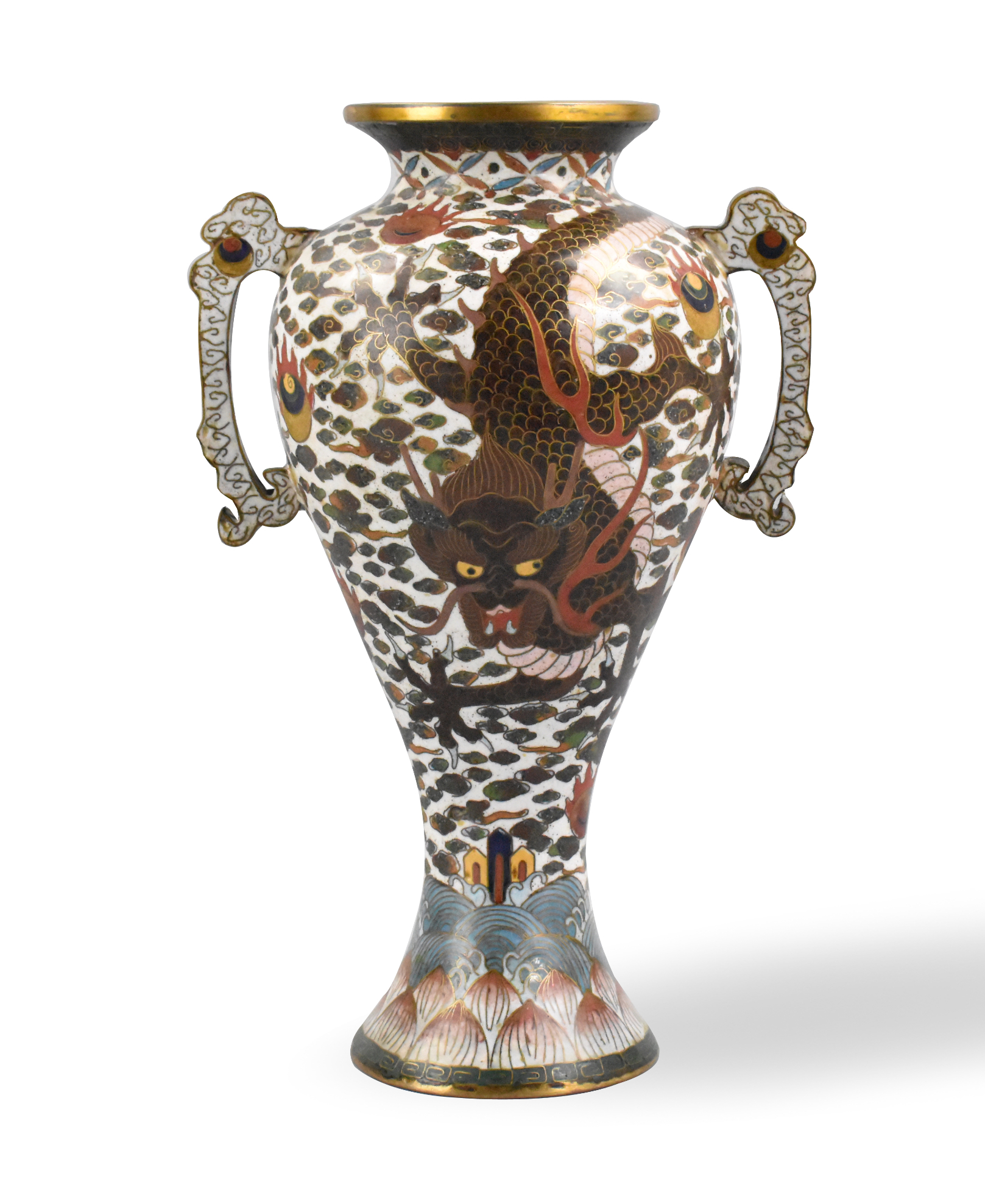 CHINESE CLOISONNE DRAGON VASE, 19TH