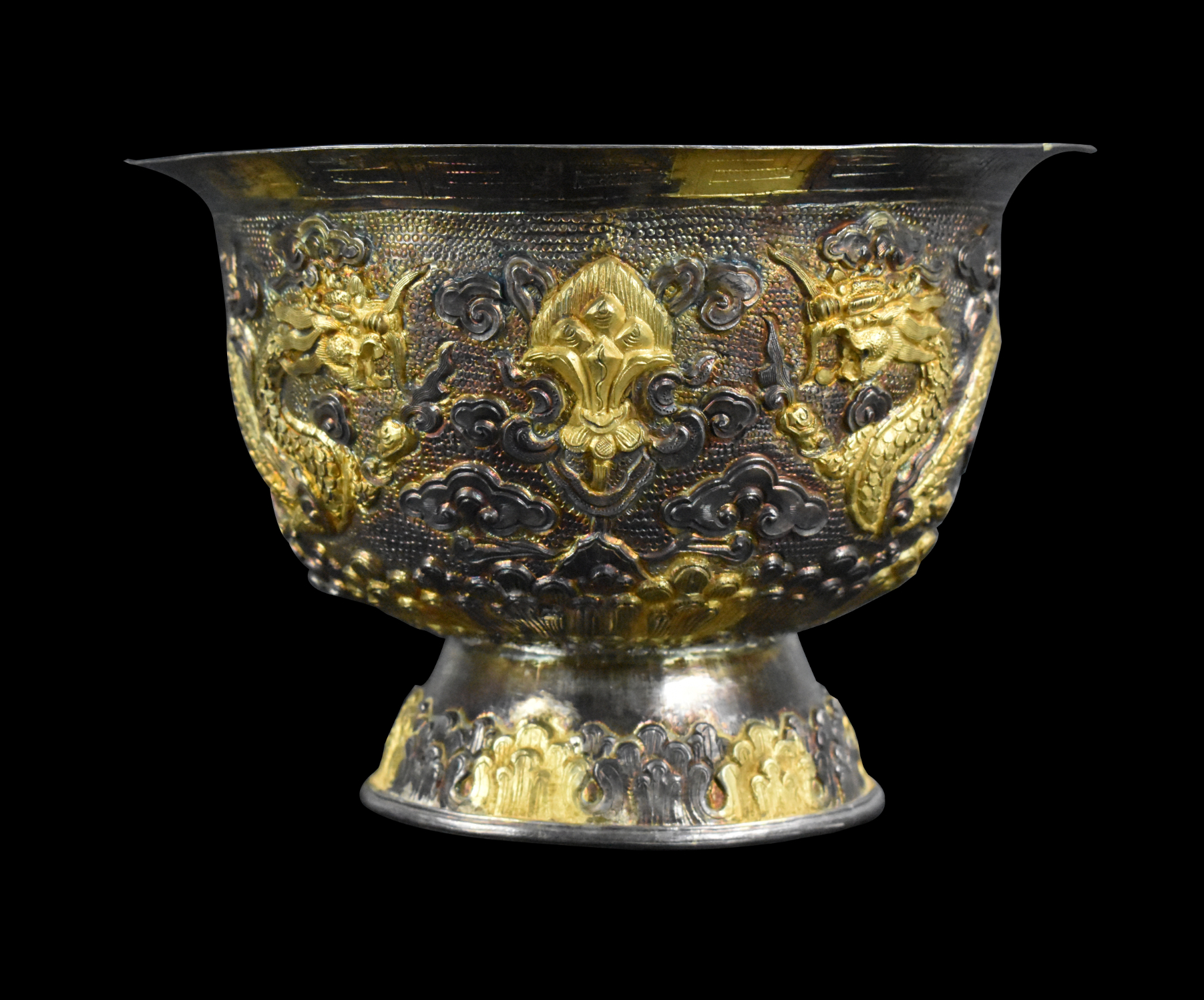 CHINESE GILT SILVER STEM BOWL W  33afe2