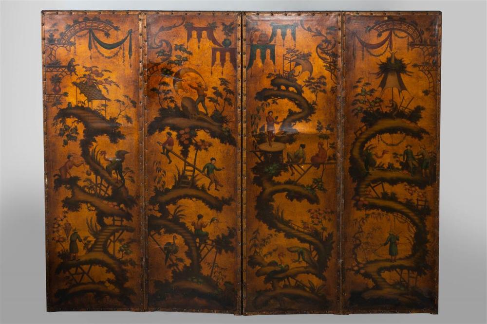 CHINOISERIE DECORATED FOUR PANEL 33aff4