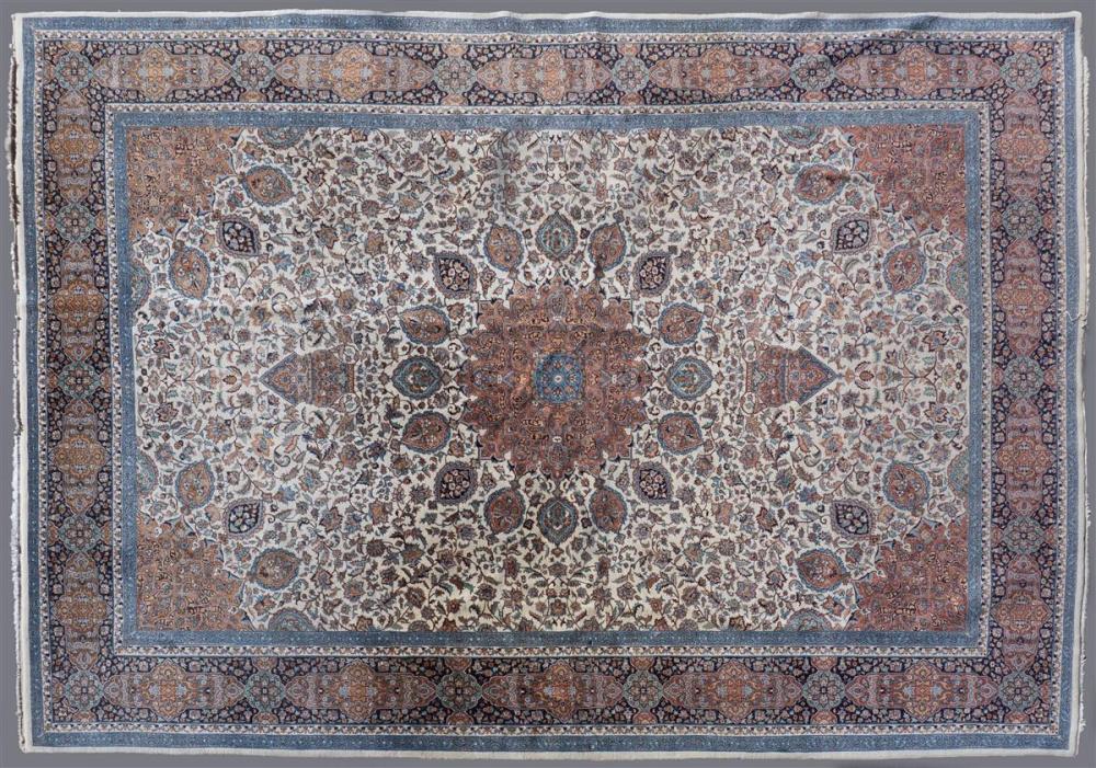 PERSIAN RUG, CREAM GROUND WITH