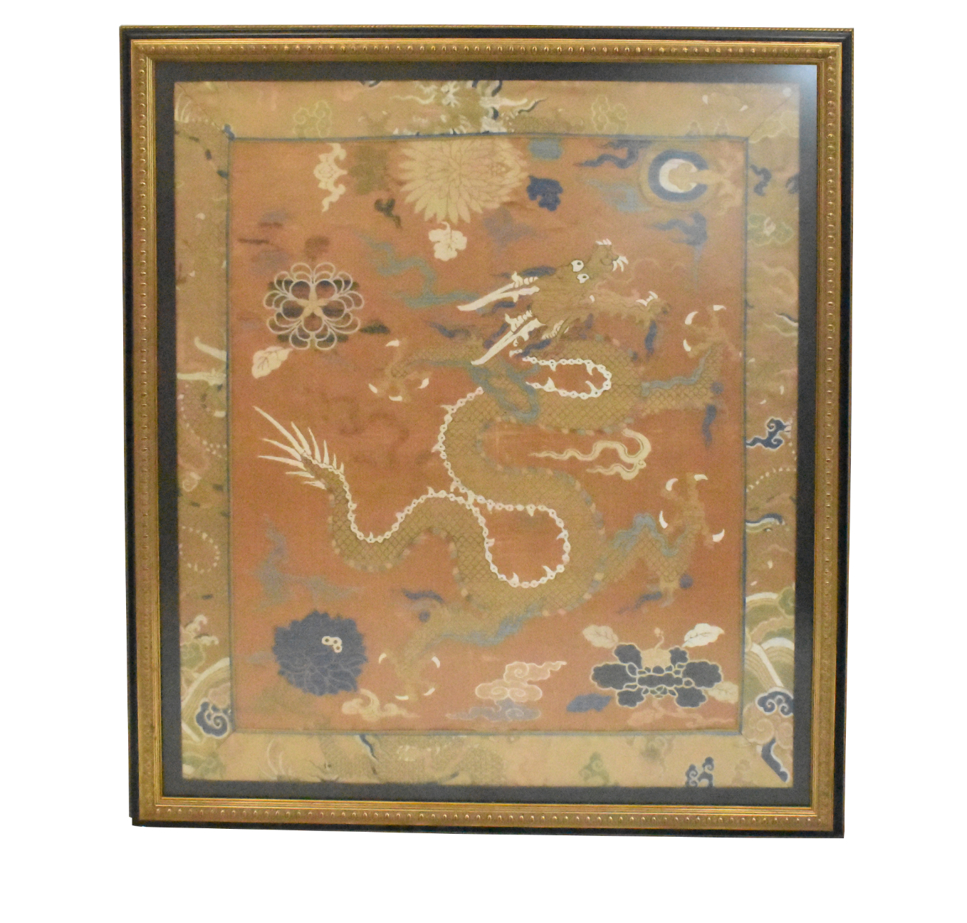 LARGE CHINESE SILK PANEL OF DRAGON  33b02a