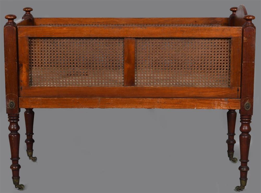 EARLY VICTORIAN CANED CRIB, MID-19TH
